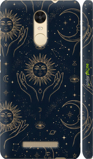 3D пластиковый глянцевый чехол Celestial Harmony: Sun & Moon Gold Mystic Pattern для Xiaomi Redmi Note 3 pro - 6778c-335 изображение 