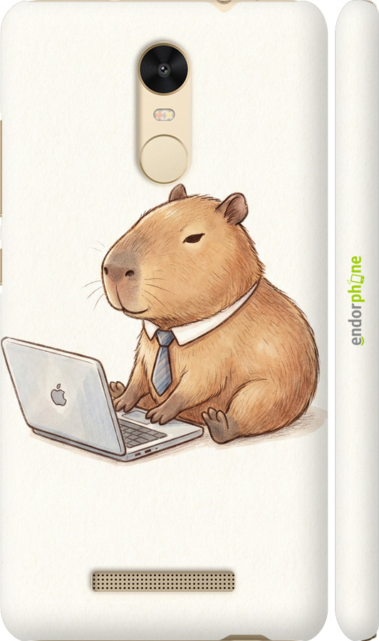 3D пластиковый глянцевый чехол Funny Capybara CEO Working для Xiaomi Redmi Note 3 pro - 6777c-335 изображение 