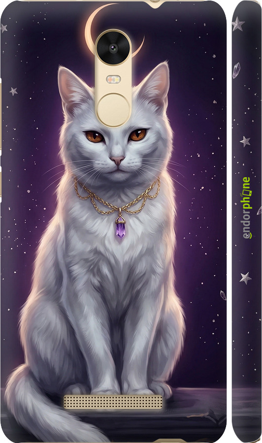 3D пластиковый матовый чехол Mystic White Cat Gothic Dark Purple Gold для Xiaomi Redmi Note 3 - 6805m-95 изображение 