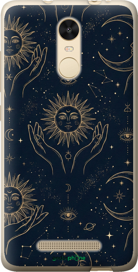 2D пластиковый чехол Celestial Harmony: Sun & Moon Gold Mystic Pattern для Xiaomi Redmi Note 3 - 6778t-95 изображение 
