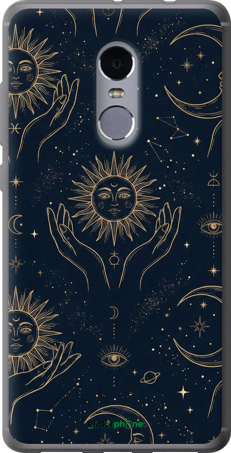 2D пластиковий чехол Celestial Harmony: Sun & Moon Gold Mystic Pattern для Xiaomi Redmi Note 4 - 6778t-352 изображение 