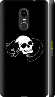3D пластиковый матовый чехол С изображением кота и черепа для Xiaomi Redmi Note 4X - 6491m-951 изображение 
