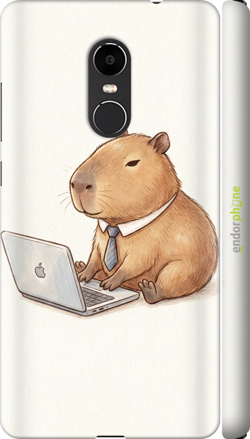 3D пластиковый матовый чехол Funny Capybara CEO Working для Xiaomi Redmi Note 4X - 6777m-951 изображение 