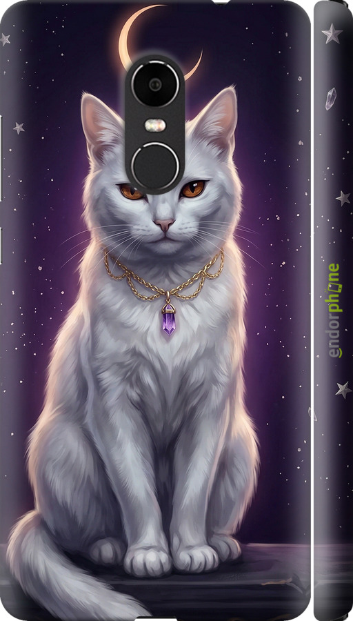 3D пластиковий матовий чехол Mystic White Cat Gothic Dark Purple Gold для Xiaomi Redmi Note 4X - 6805m-951 изображение 