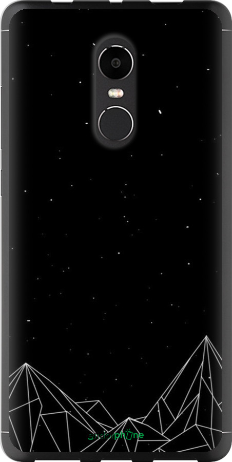 Силиконовый чехол Черно белые абстрактные горы для Xiaomi Redmi Note 4X - 6437u-951 изображение 