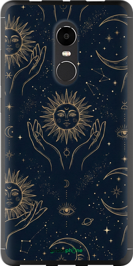 2D пластиковий чехол Celestial Harmony: Sun & Moon Gold Mystic Pattern для Xiaomi Redmi Note 4X - 6778t-951 изображение 