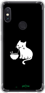 Силикон с усиленными углами чехол С милым котом на черном фоне для Xiaomi Redmi Note 5 - 6528sp-1516 изображение 
