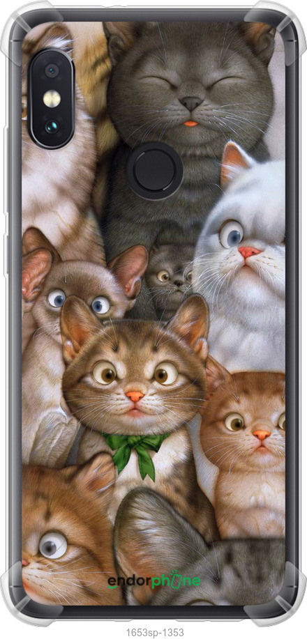 

Силіконовий протиударний с посиленими кутами чохол "Коти" для Xiaomi Redmi Note 5 Pro