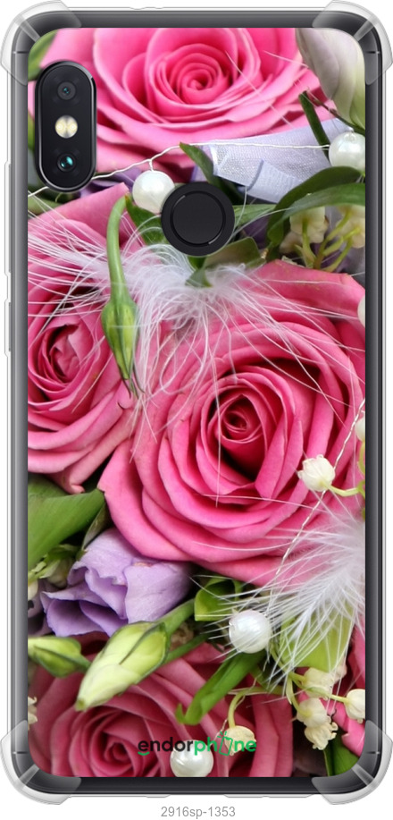 

Силіконовий протиударний с посиленими кутами чохол "Ніжність" для Xiaomi Redmi Note 5 Pro, Рожевий