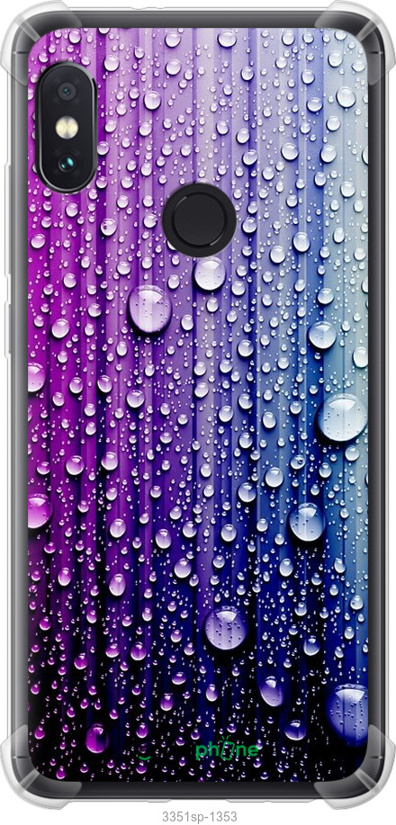

Силіконовий протиударний с посиленими кутами чохол "Краплини води" для Xiaomi Redmi Note 5 Pro, Синій