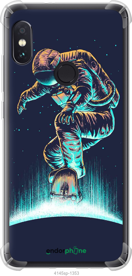 Силикон с усиленными углами чехол Космонавт на скейтборде для Xiaomi Redmi Note 5 - 4145sp-1516 изображение 