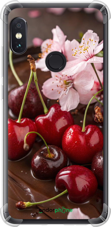 Силикон с усиленными углами чехол Вишня в шоколаде для Xiaomi Redmi Note 5 Pro - 6698sp-1353 изображение 