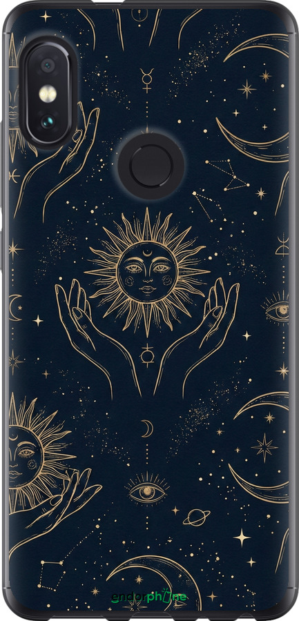 2D пластиковый чехол Celestial Harmony: Sun & Moon Gold Mystic Pattern для Xiaomi Redmi Note 5 Pro - 6778t-1353 изображение 