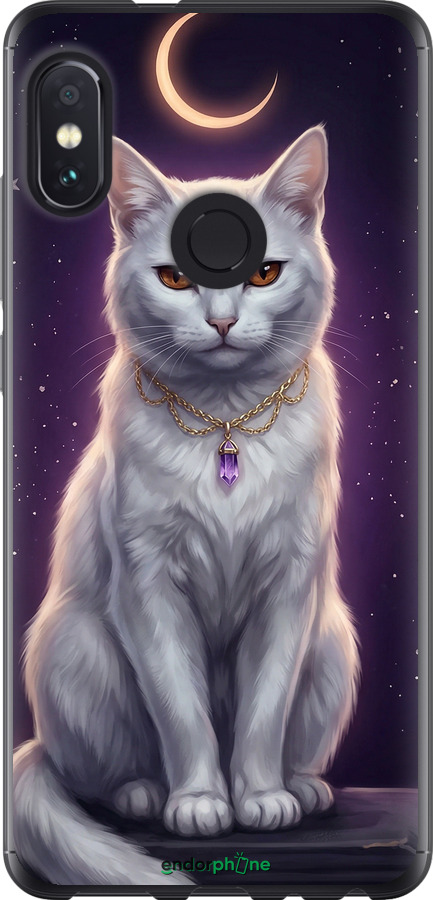2D пластиковый чехол Mystic White Cat Gothic Dark Purple Gold для Xiaomi Redmi Note 5 - 6805t-1516 изображение 