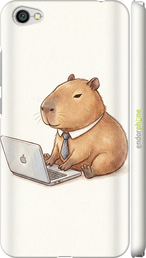 3D пластиковый матовый чехол Funny Capybara CEO Working для Xiaomi Redmi Note 5A - 6777m-1401 изображение 