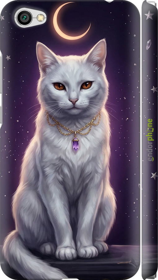 3D пластиковый матовый чехол Mystic White Cat Gothic Dark Purple Gold для Xiaomi Redmi Note 5A - 6805m-1401 изображение 
