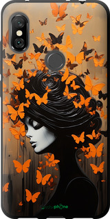 TPU чехол Чехол для телефона Девушка с оранжевыми бабочками для Xiaomi Redmi Note 6 Pro - 5940b-1551 изображение 