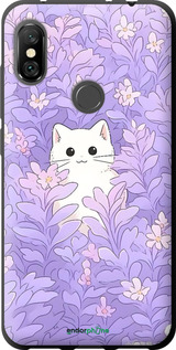 TPU чехол Котик в цветах для Xiaomi Redmi Note 6 Pro - 6390b-1551 изображение 