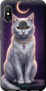 TPU чехол Mystic White Cat Gothic Dark Purple Gold для Xiaomi Redmi Note 6 Pro - 6805b-1551 изображение 