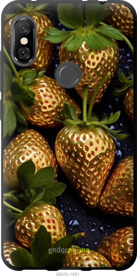 

TPU schwarz Hülle Goldene Erdbeeren" für Xiaomi Redmi Note 6 Pro"