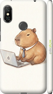 3D пластиковий матовий чехол Funny Capybara CEO Working для Xiaomi Redmi Note 6 Pro - 6777m-1551 изображение 