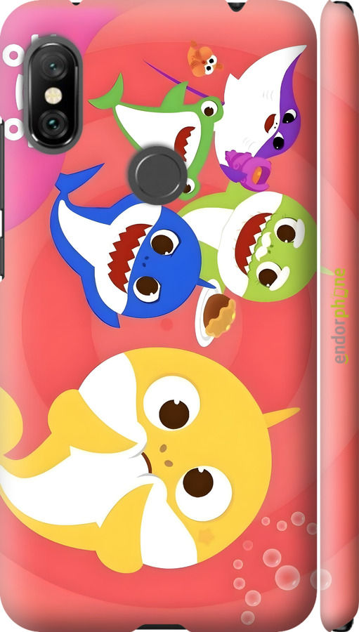 3D пластиковий матовий чехол Бейби Шаркс для Xiaomi Redmi Note 6 Pro - 6305m-1551 изображение 