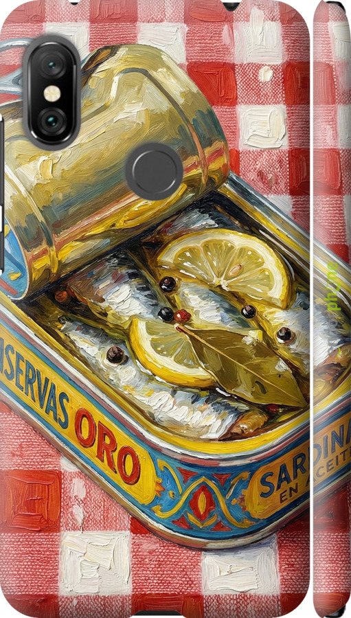 3D пластиковый матовый чехол Vintage Sardine Tin Phone для Xiaomi Redmi Note 6 Pro - 6772m-1551 изображение 