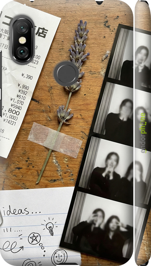 3D пластиковый матовый чехол Aesthetic Scrapbook Collage для Xiaomi Redmi Note 6 Pro - 6773m-1551 изображение 