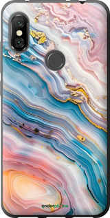 Силиконовый чехол Мрамор красивый для Xiaomi Redmi Note 6 Pro - 6376u-1551 изображение 