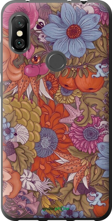 Силіконовий чехол Абстрактні  квіти для Xiaomi Redmi Note 6 Pro - 6526u-1551 изображение 