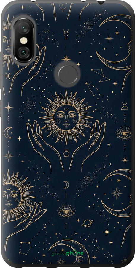 Силіконовий чехол Celestial Harmony: Sun & Moon Gold Mystic Pattern для Xiaomi Redmi Note 6 Pro - 6778u-1551 изображение 