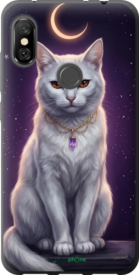 2D пластиковый чехол Mystic White Cat Gothic Dark Purple Gold для Xiaomi Redmi Note 6 Pro - 6805t-1551 изображение 