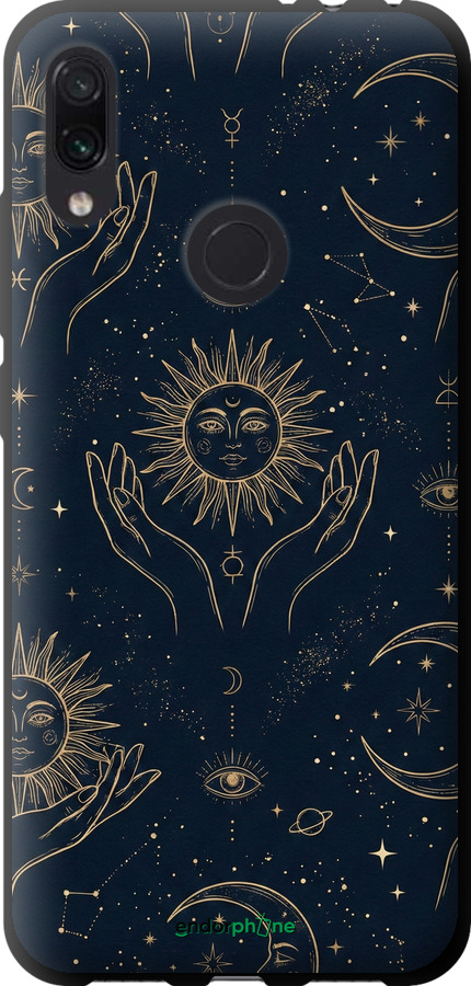 TPU чехол Celestial Harmony: Sun & Moon Gold Mystic Pattern для Xiaomi Redmi Note 7 - 6778b-1639 изображение 