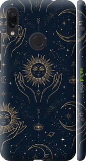 3D пластиковый матовый чехол Celestial Harmony: Sun & Moon Gold Mystic Pattern для Xiaomi Redmi Note 7 - 6778m-1639 изображение 