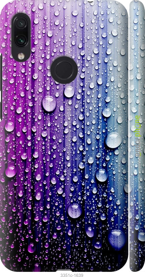 

3D пластиковий матовий чохол "Краплини води" для Xiaomi Redmi Note 7, Синій