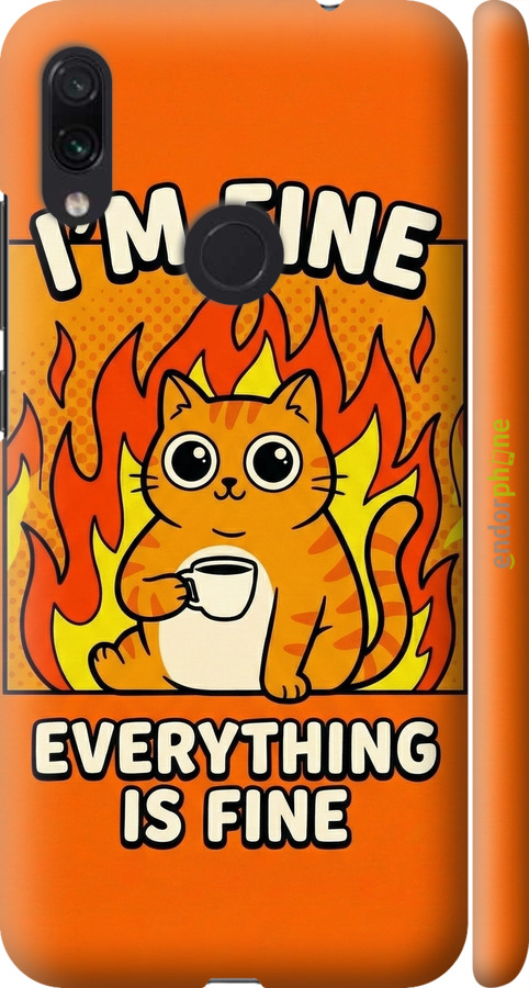 3D пластиковый матовый чехол Funny Cat для Xiaomi Redmi Note 7 - 6786m-1639 изображение 