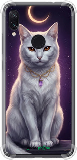 Силикон с усиленными углами чехол Mystic White Cat Gothic Dark Purple Gold для Xiaomi Redmi Note 7 - 6805sp-1639 изображение 