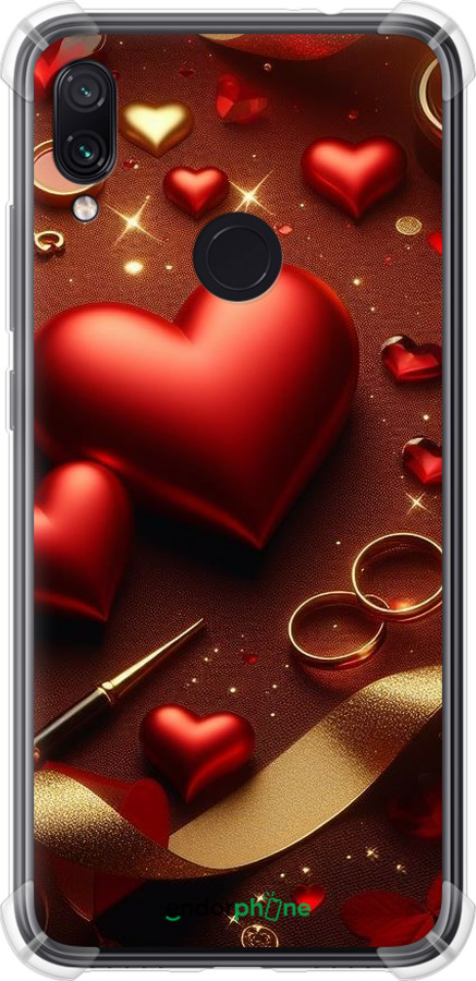 Силіконовий протиударний с посиленими кутами чехол Сердечки v3 для Xiaomi Redmi Note 7 - 5833sp-1639 изображение 