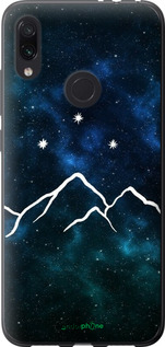 Силиконовый чехол Горы и звезды нарисованы на фоне галактики для Xiaomi Redmi Note 7 - 6490u-1639 изображение 