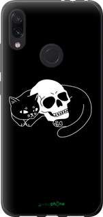Силиконовый чехол С изображением кота и черепа для Xiaomi Redmi Note 7 - 6491u-1639 изображение 