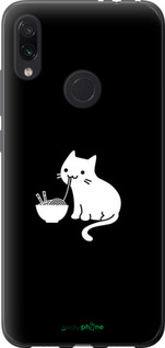 Силиконовый чехол С милым котом на черном фоне для Xiaomi Redmi Note 7 - 6528u-1639 изображение 
