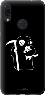 Силиконовый чехол Минималистичный арт: смерть и кошка для Xiaomi Redmi Note 7 - 6529u-1639 изображение 