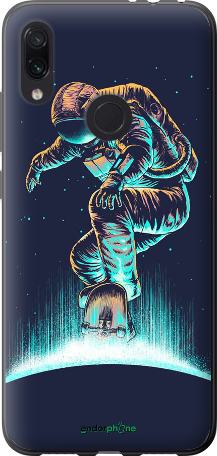 Силиконовый чехол Космонавт на скейтборде для Xiaomi Redmi Note 7 - 4145u-1639 изображение 