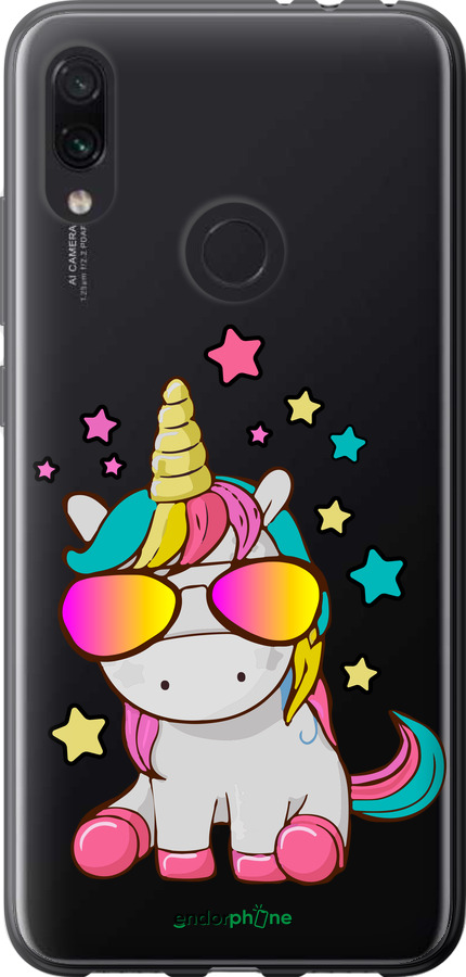 Силіконовий чехол Єдиноріг в окулярах для Xiaomi Redmi Note 7 - 4879u-1639 изображение 