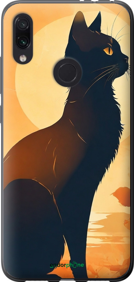 Силиконовый чехол Черная кошка v2 для Xiaomi Redmi Note 7 - 5830u-1639 изображение 
