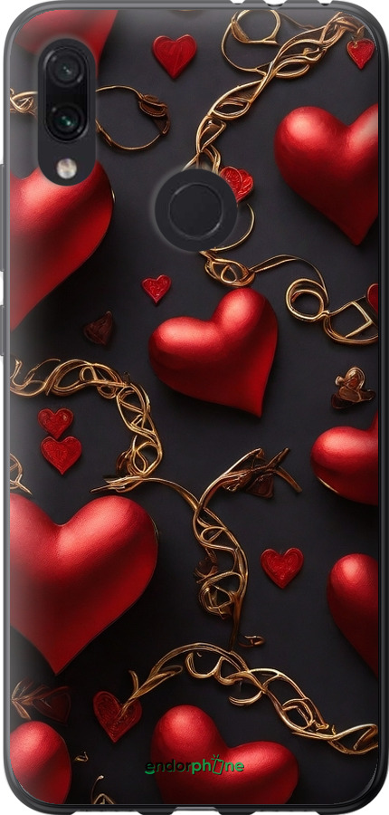 Силиконовый чехол Сердечки для Xiaomi Redmi Note 7 - 5831u-1639 изображение 