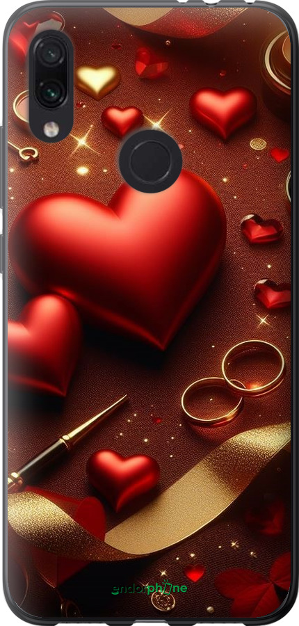 Силиконовый чехол Сердечки v3 для Xiaomi Redmi Note 7 - 5833u-1639 изображение 