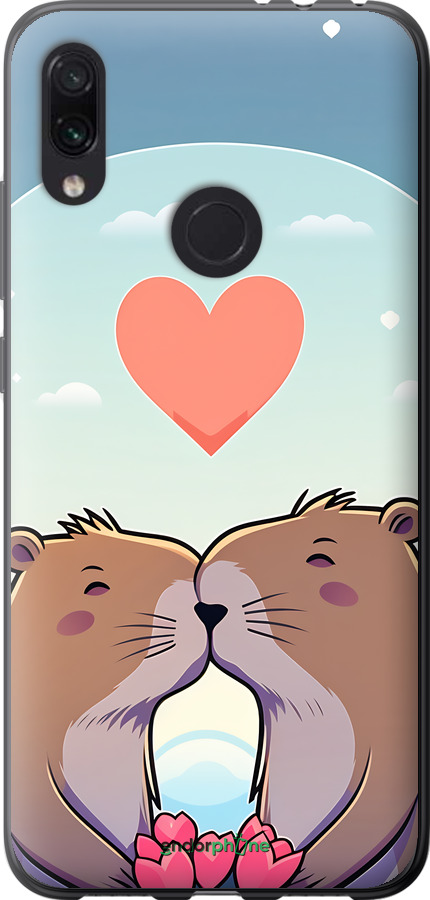 Силиконовый чехол Капибара любовь для Xiaomi Redmi Note 7 - 6027u-1639 изображение 