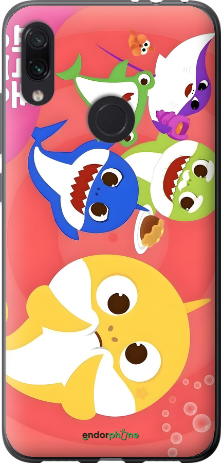 Силиконовый чехол Бейби Шаркс для Xiaomi Redmi Note 7 - 6305u-1639 изображение 