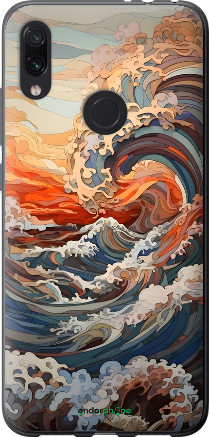 Силиконовый чехол Арт волны для Xiaomi Redmi Note 7 - 6324u-1639 изображение 